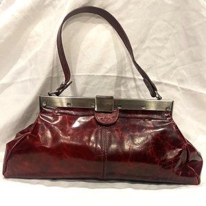 Patricia Nash Ferrara Frame Vintage Patent Red Satchel